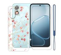 KJYFOANI Custodia per Oppo A6m-Trasparente+Vetro-WM84 | 1 Pezzi Vetro Temperato, Durezza 9H,HD definizione,6.75",Silicone TPU Case,Anti- Impronte,Resistente ai graffi，Antiterremoto