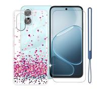 KJYFOANI Custodia per Oppo A6m-Trasparente+Vetro-WM85 | 1 Pezzi Vetro Temperato, Durezza 9H,HD definizione,6.75",Silicone TPU Case,Anti- Impronte,Resistente ai graffi，Antiterremoto
