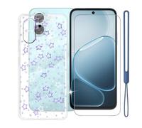 KJYFOANI Custodia per Oppo A6m-Trasparente+Vetro-XT35 | 1 Pezzi Vetro Temperato, Durezza 9H,HD definizione,6.75",Silicone TPU Case,Anti- Impronte,Resistente ai graffi，Antiterremoto