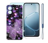 KJYFOANI Custodia per Oppo A6m-Trasparente+Vetro-XV16 | 1 Pezzi Vetro Temperato, Durezza 9H,HD definizione,6.75",Silicone TPU Case,Anti- Impronte,Resistente ai graffi，Antiterremoto