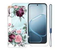 KJYFOANI Custodia per Oppo A6m-Trasparente+Vetro-YQ12 | 1 Pezzi Vetro Temperato, Durezza 9H,HD definizione,6.75",Silicone TPU Case,Anti- Impronte,Resistente ai graffi，Antiterremoto