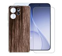 KJYFOANI Custodia per Oppo Reno15 Pro Mini (6.32") con 1 X Vetro Temperato Pellicola Protettiva, Morbido Silicone Case - Antigraffio Bumper Cover per - Stili di legno