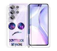 KJYFOANI Custodia per Oukitel C26 (6.63") Case Trasparente Morbida Silicone TPU Cover Antiurto Bumper + Vetro Temperato Pellicola Protettiva 1 Pezzi - Non Mi Toccare.