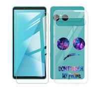 KJYFOANI Custodia per Sony Xperia 10 VII (6.10") Case Trasparente Morbida Silicone TPU Cover Antiurto Bumper + Vetro Temperato Pellicola Protettiva 1 Pezzi -Non Mi Toccare.