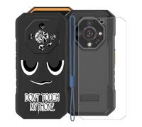 KJYFOANI Custodia per Ulefone Armor X32 PRO Cover e 1 Pezzi Pellicola Vetro Temperato, Nero Morbido Silicone TPU Case Antiurto Bumper per Ulefone Armor X32 PRO (5.65") -Non toccarmi, U.