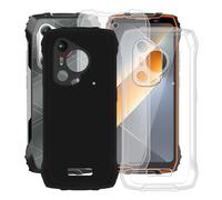 KJYFOANI per Blackview BL7000 Cover e 2 Pezzi Pellicola Vetro Temperato, Morbido Silicone TPU Bumper Case Antiurto Custodia per Blackview BL7000 (6.78") - Nero + Trasparente