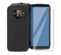 KJYFOANI per Blackview Rock 1 Cover e 2 Pezzi Pellicola Vetro Temperato, Nero Morbido Silicone TPU Bumper Case Antiurto Custodia per Blackview Rock 1 (6.56") - Nero