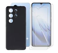 KJYFOANI per Blackview Wave 10 Cover e 4 Pezzi Pellicola Vetro Temperato, Nero Morbido Silicone TPU Bumper Case Antiurto Custodia per Blackview Wave 10 (6.88") - Nero