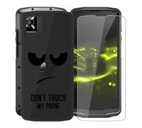 KJYFOANI per Crosscall Core M6E (5.99") Custodia + 1 Pezzi Vetro Temperato Pellicola Protettiva, Nero Morbido Silicone Protezione Case AntiGraffio Cover per- Non toccarmi