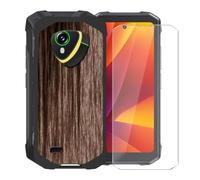 KJYFOANI per Cubot KingKong Mini 4 (4.70") Custodia + 1 Pezzi Vetro Temperato Pellicola Protettiva, Nero Morbido Silicone Protezione Case AntiGraffio Cover per- Stili di legno