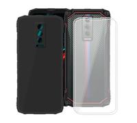 KJYFOANI per Doogee Blade 10 Energy Cover e 2 Pezzi Pellicola Vetro Temperato, Nero Morbido Silicone TPU Bumper Case Antiurto Custodia per Doogee Blade 10 Energy (6.56") - Nero