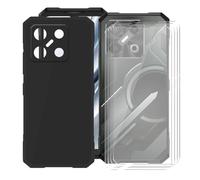 KJYFOANI per Doogee Blade GT Play Cover e 4 Pezzi Pellicola Vetro Temperato, Nero Morbido Silicone TPU Bumper Case Antiurto Custodia per Doogee Blade GT Play (6.72") - Nero