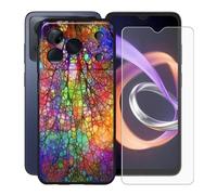 KJYFOANI per Doogee Note 56 Plus (6.56") Custodia + 1 Pezzi Vetro Temperato Pellicola Protettiva, Nero Morbido Silicone Protezione Case AntiGraffio Cover per- XT45