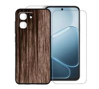 KJYFOANI per Oppo A6i+ 5G (6.75") Custodia + 1 Pezzi Vetro Temperato Pellicola Protettiva, Nero Morbido Silicone Protezione Case AntiGraffio Cover per- Stili di legno