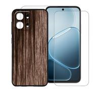KJYFOANI per Oppo A6s (6.75") Custodia + 1 Pezzi Vetro Temperato Pellicola Protettiva, Nero Morbido Silicone Protezione Case AntiGraffio Cover per- Stili di legno
