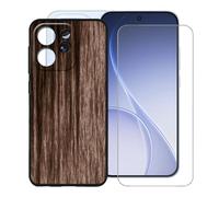 KJYFOANI per Oppo Reno15 Pro Mini (6.32") Custodia + 1 Pezzi Vetro Temperato Pellicola Protettiva, Nero Morbido Silicone Protezione Case AntiGraffio Cover per- Stili di legno