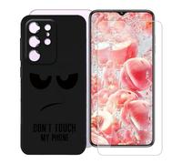 KJYFOANI per Oukitel C1 Plus (6.52") Custodia + 1 Pezzi Vetro Temperato Pellicola Protettiva, Nero Morbido Silicone Protezione Case AntiGraffio Cover per- Non toccarmi