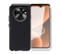 KJYFOANI per Oukitel C59 PRO Cover e 4 Pezzi Pellicola Vetro Temperato, Nero Morbido Silicone TPU Bumper Case Antiurto Custodia per Oukitel C59 PRO (6.88") - Nero