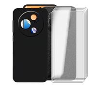 KJYFOANI per TCL 605 (6.67") Custodia + 4 Pezzi Vetro Temperato Pellicola Protettiva, Nero Morbido Silicone Protezione Case AntiGraffio Bumper Cover per - Nero