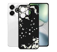 KJYFOANI per Umidigi Note 100x 5G (6.80") Cover, Nero Morbido Silicone Ultra Sottile TPU Protezione Case, Antiurto Anti-Graffio Bumper Custodia per - Fiori bianchi