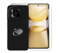 KJYFOANI per Vivo iQOO Z10 Turbo+ (6.78") Custodia e 1 Pezzi Vetro Temperato Pellicola Protettiva, Ultra Sottile Morbido Silicone AntiGraffio Cover + Staffa ad Anello - Nero