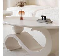 KJYMNC Tavolino da Salotto, tavolino di lusso con piano in marmo e staffa in metallo dorato, tavolo centrale ovale, design moderno, stile elegante, facile da pulire(White,120cm)