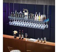 KK-GGL Cremagliera Di Vetro Del Vino Del Soffitto, Supporto Industriale Della Bottiglia Di Vino D'attaccatura, Organizzatore Regolabile Del Calice Del Soffitto Di Altezza,Black 80cm