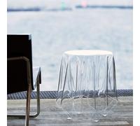 KK-GGL Piccolo tavolino in acrilico, elegante tavolino da caffè galleggiante, tavolo decorativo in lucite trasparente, espositore per decorazioni per la casa, tavolino da caffè trasparente a cascata