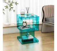 KK-GGL Tavolino in acrilico a 3 livelli, tavolino da caffè moderno trasparente, comodino rettangolare trasparente con ripiano portaoggetti, tavolino multifunzionale in lucite, per decorazione