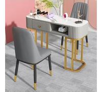 KK-GGL Tavolo Da Manicure Moderno, Postazione Per Unghie Per Mobili Da Salone Di Bellezza, Scrivania Per Unghie Con Ripiani Aperti, Postazione Per Unghie Da Salone Di Bellezza Con Cassetti,Gray 100cm