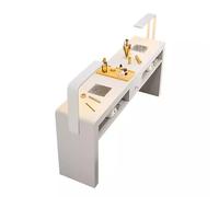 KK-GGL Tavolo Di Manicure Deluxe Pro, Scrivania Di Workstation Per Chiodo Per Le Unghie, Tavolo Per Unghie Con Collettore Di Alimentazione Leggera E Unghie, Bianco,120cm