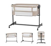 kk Kinderkraft NESTE UP2 Culla da affiancare, Lettino Co-Sleeping, 5 livelli di regolazione dell’altezza, 4 ruote per poterlo, Facile da Montare, Accessori materasso, Morbido materiale, Beige