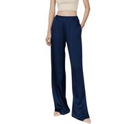 Kkaebi Pantaloni Di Satin Setosi Da Donna - Pantaloni A Gamba Larga Vita Alta Elastica Pantaloni Lunghi Fluidi Pantaloni Da Lounge Con Tasche (S,Marina)