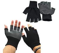 KkaFFe Guanti senza dita, da uomo e donna, con mezze dita, traspiranti, leggeri, guanti da lavoro per costruzione, in nylon, per fitness, ciclismo, moto (5 mezze dita, 2 paia)