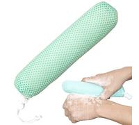 KkaFFe Spazzola da bagno con spugna, scrubber per la schiena, in rete, per anziani, bagno e doccia (testa verde)