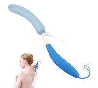 KkaFFe Spazzola per il corpo e la doccia, esfoliante per la pelle, con manico extra large, a forma di mano, rimovibile, con rondella lunga (blu-blu), 43 cm, 1 pezzo