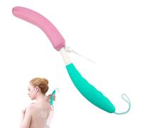 KkaFFe Spazzola per la schiena per doccia, spugna a rete con manico lungo per l'uso in doccia scrubber per la schiena, scrub per esfoliare il corpo o spazzola da doccia (verde-rosa)