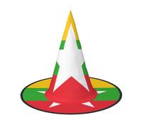 KKAFGBV Bandiera del Myanmar Halloween stampato cappello da mago gotico, accessori da strega, mascherata, cosplay e decorazioni per feste