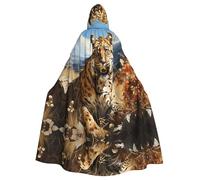 KKAFGBV Mantella con cappuccio unisex con stampa leopardata in cerca di preda, perfetta per Halloween, Natale, carnevale, feste in discoteca e molto altro ancora.