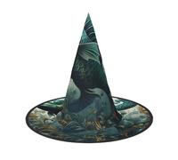 KKAFGBV The Green Flying Fish Halloween stampato cappello da mago gotico, accessori da strega, mascherata, cosplay e decorazioni per feste