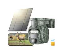 KKB Fotocamera da Caccia 4G, Fototrappola con SIM Esterna IP66 Impermeabile, 2K PTZ Telecamera con SIM e Pannello Solare, Visione Notturna a Colori, Rilevamento PIR, Audio Bidirezionale