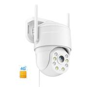 KKB Telecamera 4G LTE con SIM, Registrazione 24/7, 2K Videocamera Sorveglianza Esterno con Rilevamento Intelligente, Senza WiFi, PTZ 360° Camera Visione Notturna a Colori, Audio Bidirezionale, IP65