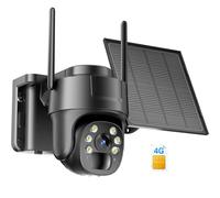 KKB Telecamera 4G LTE da Esterno con SIM Virtuale Integrata, 2K Telecamera Sorveglianza PTZ 360° Senza WiFi e Senza Fili con Pannello Solare, Visione Notturna a Colori, Rilevamento PIR, IP65