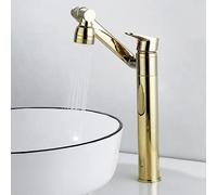 KKCZOFMJ Rubinetto for lavabo Antico Rubinetto for lavabo a Rotazione for Bagno Miscelatore for lavabo for lavabo da Bagno Lavaggio dei Capelli Rubinetto for lavabo Caldo e Freddo(Gold Tall)