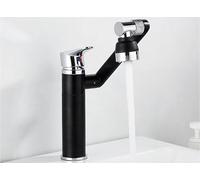 KKCZOFMJ Rubinetto for lavabo Antico Rubinetto for lavabo a Rotazione for Bagno Miscelatore for lavabo for lavabo da Bagno Lavaggio dei Capelli Rubinetto for lavabo Caldo e Freddo(Black And Chrome)