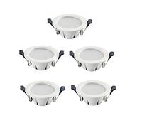 KKDDIHMTR 5 Pcs/Set 6W/9W/12W/18W Led Round White Recessed Ceiling Downlights No Strobe Energy Saving Spotlights Market Home Villa Hotel Aisle Decorative Panel Lamp Fittings(Warm Light,12W)