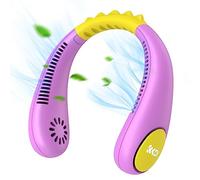 Kkdi Ventilatore da collo per bambini, portatile, senza pale, per bambine e ragazzi dai 4 ai 14 anni, 2600 mAh, USB, mini ventilatore di raffreddamento per viaggio/campeggio/studio, 4 velocità,