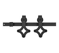 KKgypkn Set di ferramenta per porta scorrevole in acciaio nero, lunghezza totale 183 cm, con 2 guide scorrevoli e 2 ruote per aprire e chiudere silenziosamente le porte scorrevoli