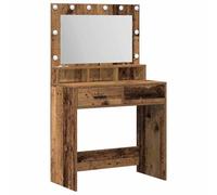 KKgypkn Toeletta con cassetti e luci a LED per specchio, moderna toletta per camera da letto, effetto legno anticato, 79 x 41 x 135 cm, superficie opaca, grande capienza, robusto
