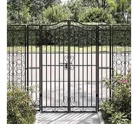 KKHOMEI Cancello da Giardino Cancello Ornamentale in Ferro Battuto Nero Fiori Piante Pergolato Arco 121 x 8 x 150 cm